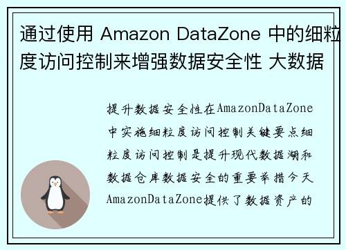通过使用 Amazon DataZone 中的细粒度访问控制来增强数据安全性 大数据博客